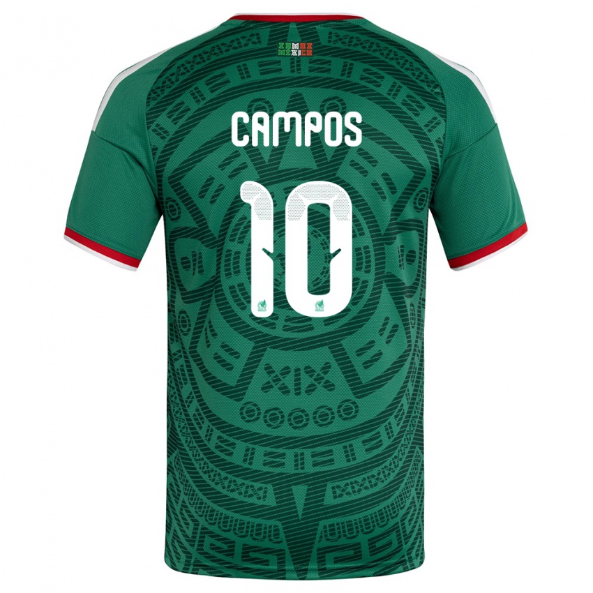 גברים מקסיקו קארל קמפוס #10 ירוק לבן אדום ג'רזי ביתית 26-28 חולצה קצרה