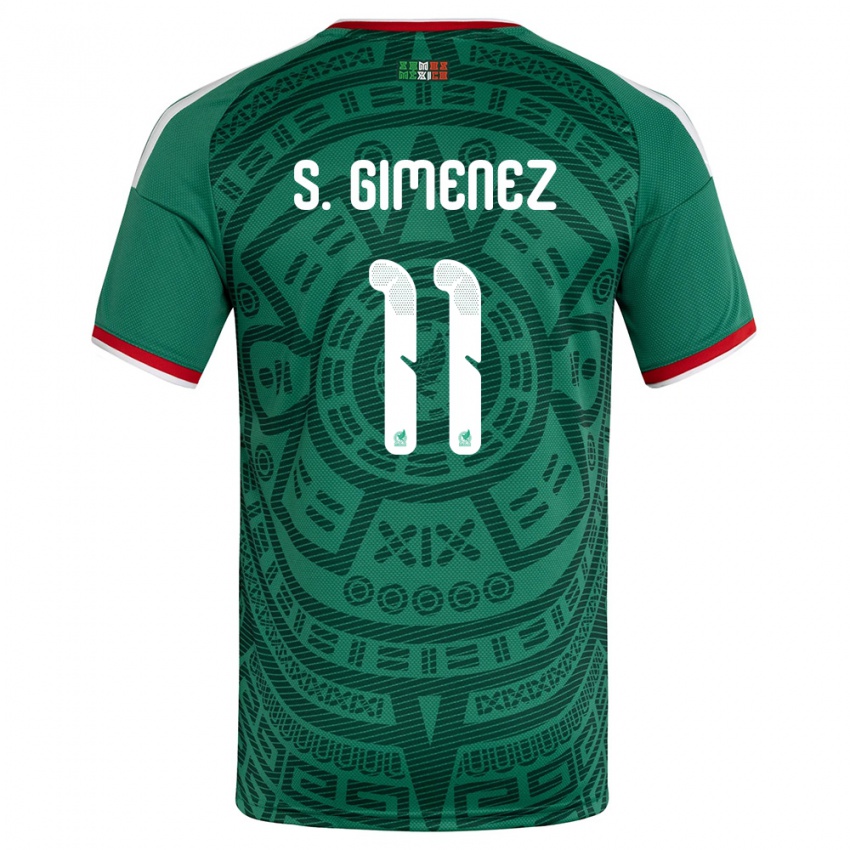 גברים מקסיקו סנטיאגו חימנס #11 ירוק לבן אדום ג'רזי ביתית 26-28 חולצה קצרה