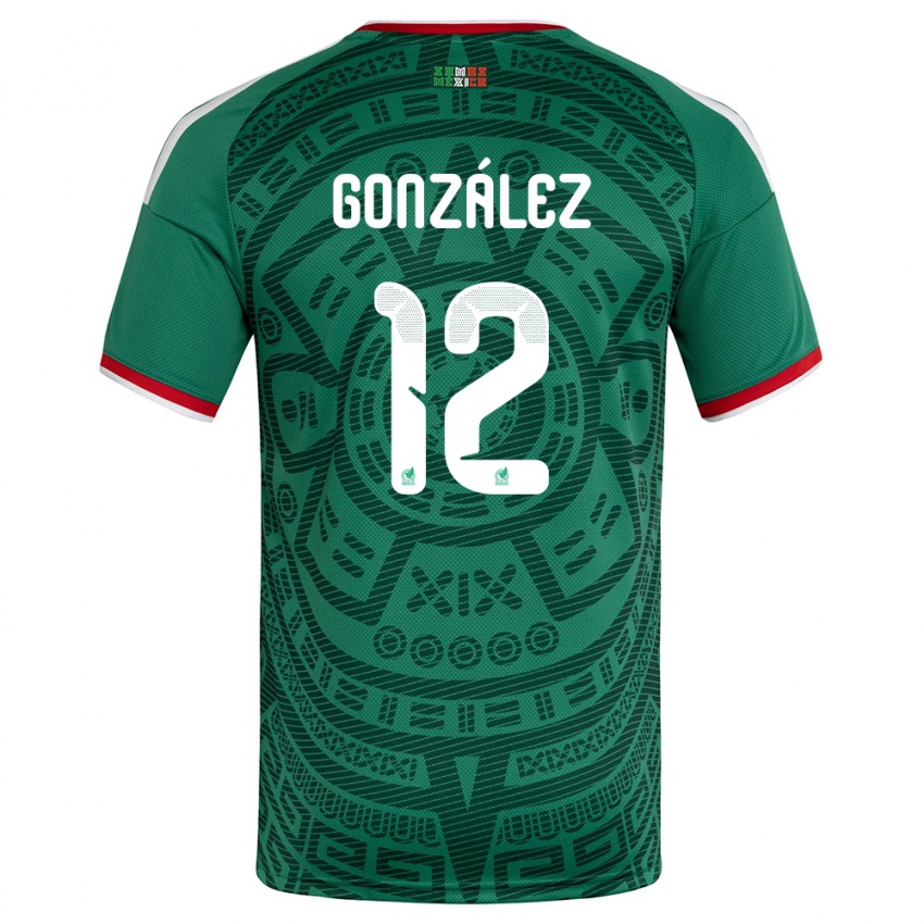 גברים מקסיקו איצל גונסאלס #12 ירוק לבן אדום ג'רזי ביתית 26-28 חולצה קצרה