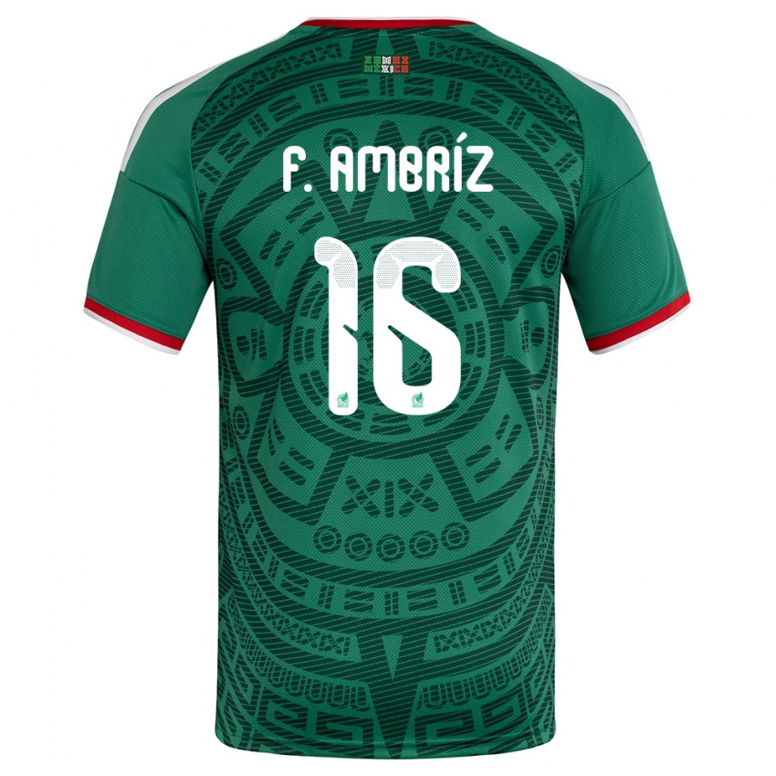 גברים מקסיקו פידל אמבריס #16 ירוק לבן אדום ג'רזי ביתית 26-28 חולצה קצרה