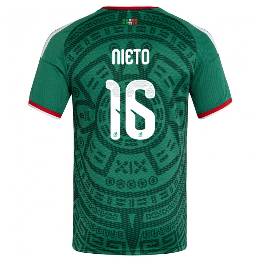 גברים מקסיקו קרלה נייטו #16 ירוק לבן אדום ג'רזי ביתית 26-28 חולצה קצרה