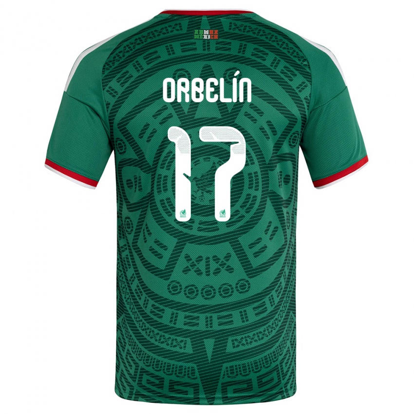 גברים מקסיקו אורבלין פינדה #17 ירוק לבן אדום ג'רזי ביתית 26-28 חולצה קצרה