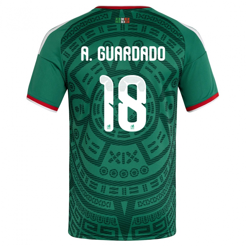 גברים מקסיקו אנדרס גוורדאדו #18 ירוק לבן אדום ג'רזי ביתית 26-28 חולצה קצרה