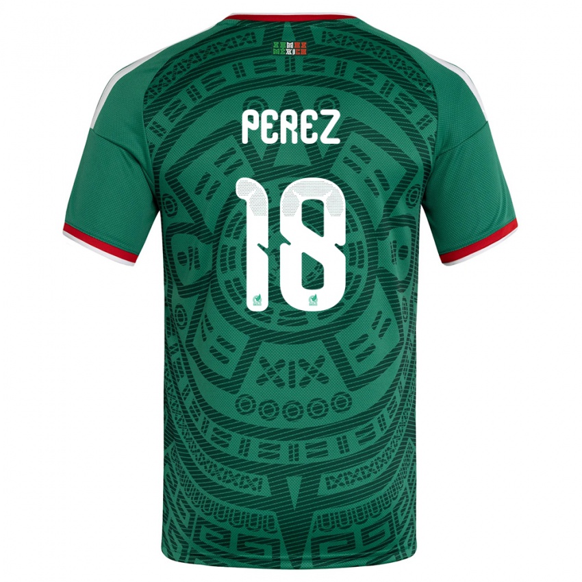 גברים מקסיקו ג'ונתן פרז #18 ירוק לבן אדום ג'רזי ביתית 26-28 חולצה קצרה