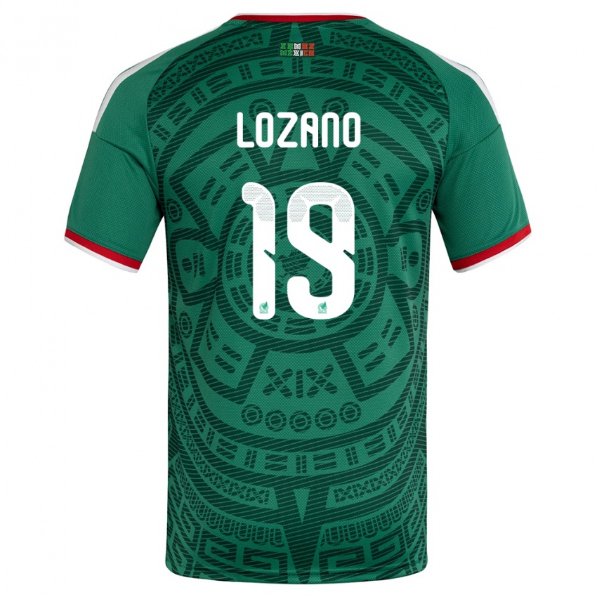 גברים מקסיקו אסטבן לוזאנו #19 ירוק לבן אדום ג'רזי ביתית 26-28 חולצה קצרה