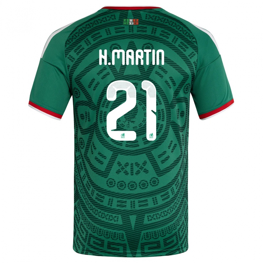 גברים מקסיקו הנרי מרטין #21 ירוק לבן אדום ג'רזי ביתית 26-28 חולצה קצרה