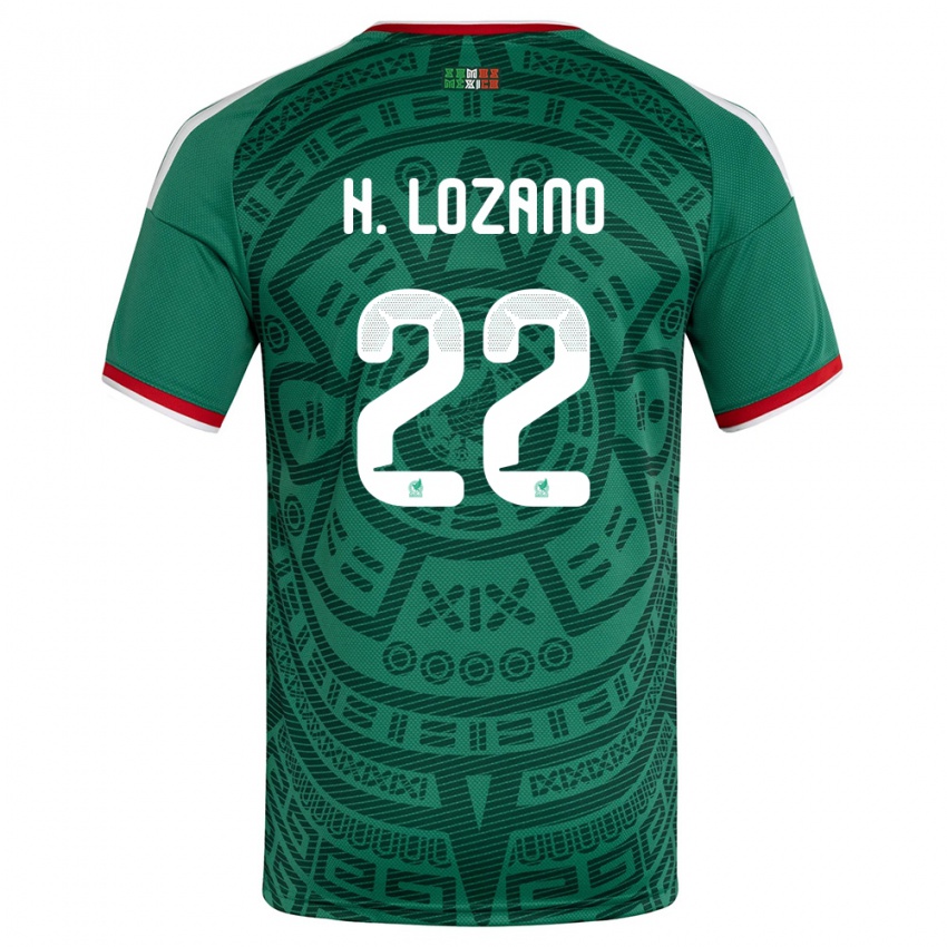 גברים מקסיקו הירבינג לוסאנו #22 ירוק לבן אדום ג'רזי ביתית 26-28 חולצה קצרה