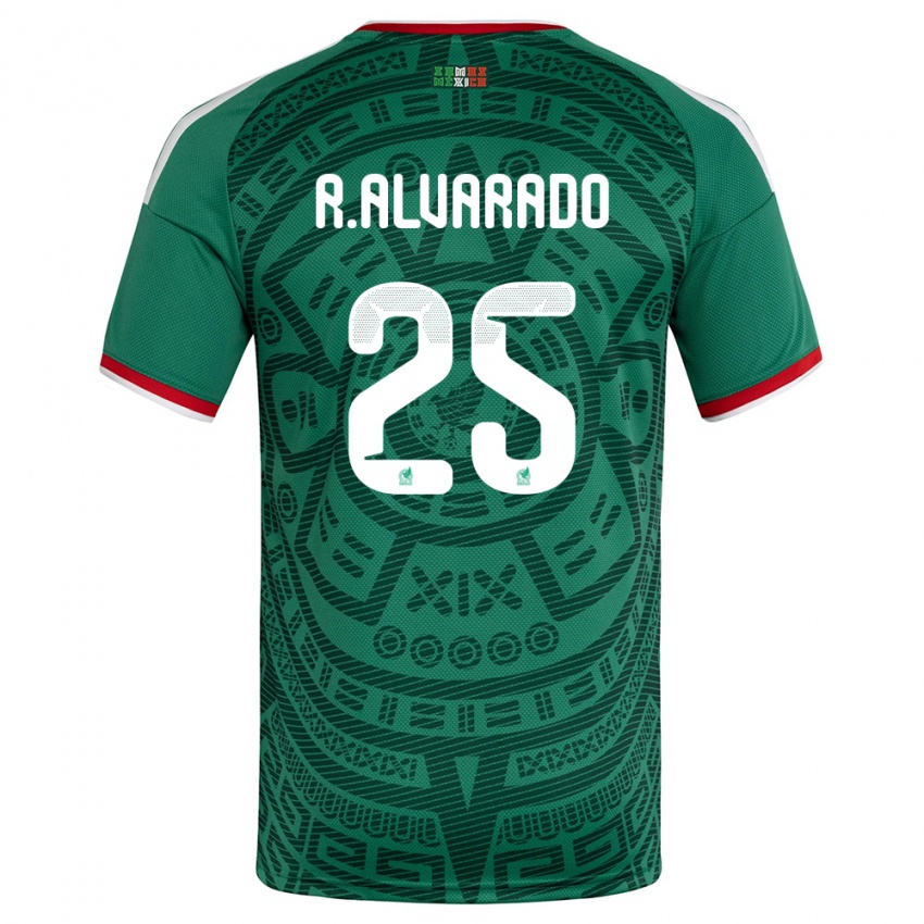 גברים מקסיקו רוברטו אלוואראדו #25 ירוק לבן אדום ג'רזי ביתית 26-28 חולצה קצרה