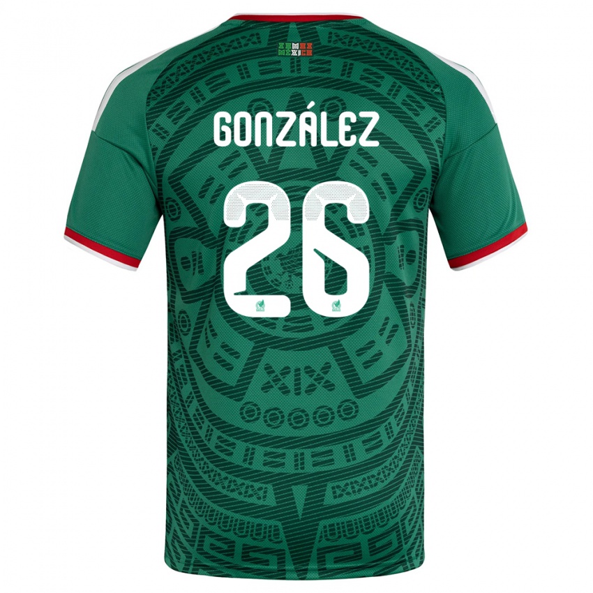 גברים מקסיקו בריאן גונסאלס #26 ירוק לבן אדום ג'רזי ביתית 26-28 חולצה קצרה