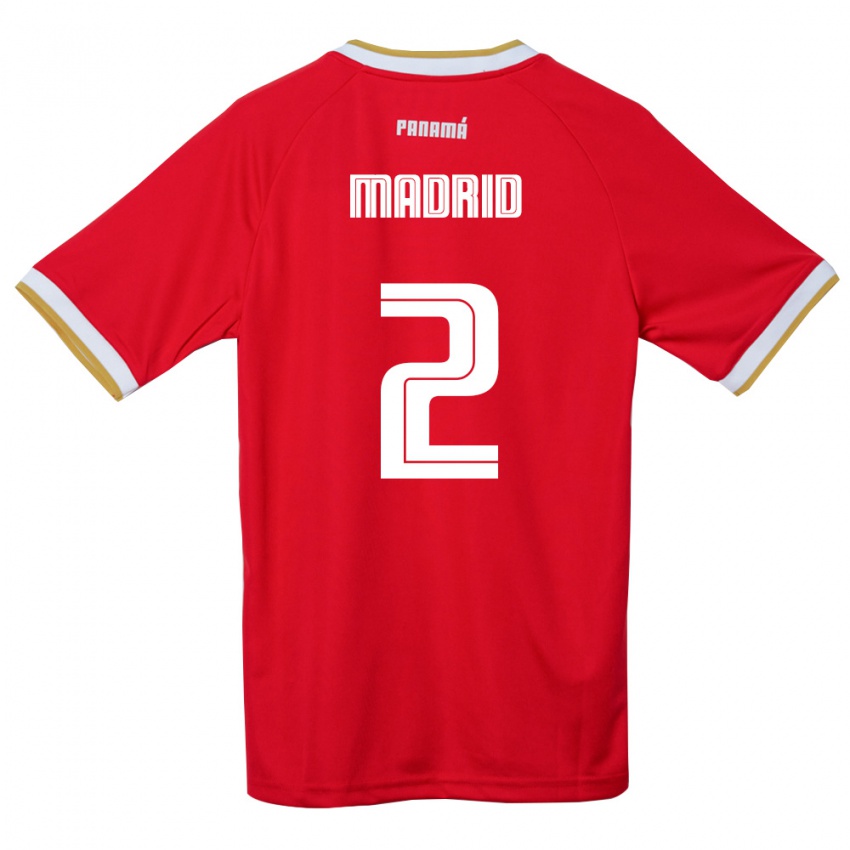 גברים פנמה Dayane Madrid #2 אדום חום לבן ג'רזי ביתית 26-28 חולצה קצרה