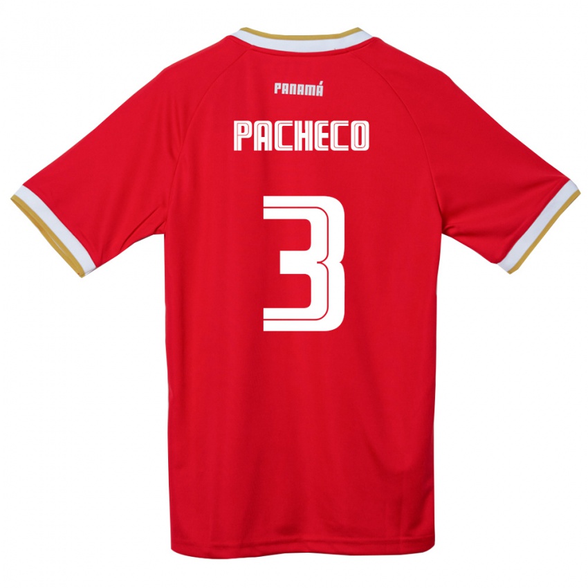 גברים פנמה Joseph Pacheco #3 אדום חום לבן ג'רזי ביתית 26-28 חולצה קצרה