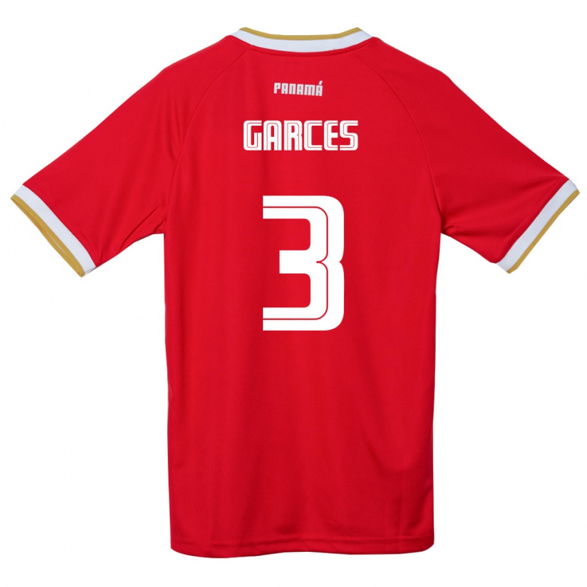 גברים פנמה Josue Garces #3 אדום חום לבן ג'רזי ביתית 26-28 חולצה קצרה