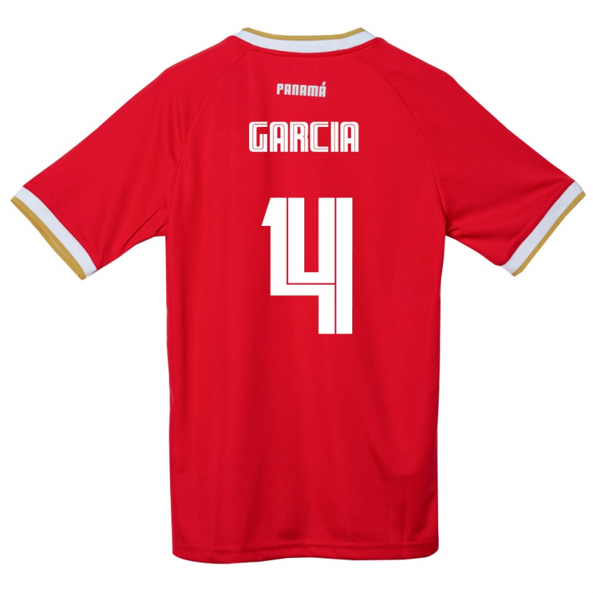 גברים פנמה Giancarlos García #4 אדום חום לבן ג'רזי ביתית 26-28 חולצה קצרה