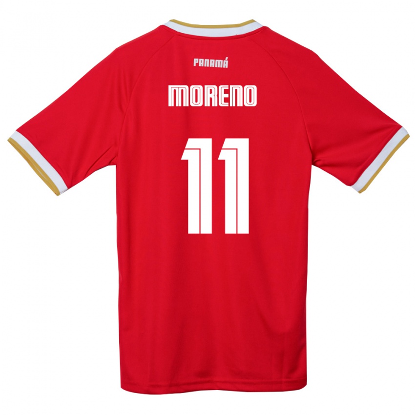 גברים פנמה Steven Moreno #11 אדום חום לבן ג'רזי ביתית 26-28 חולצה קצרה