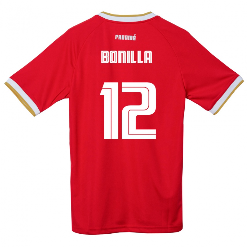גברים פנמה David Bonilla #12 אדום חום לבן ג'רזי ביתית 26-28 חולצה קצרה