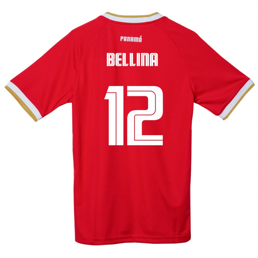 גברים פנמה Lucca Bellina #12 אדום חום לבן ג'רזי ביתית 26-28 חולצה קצרה