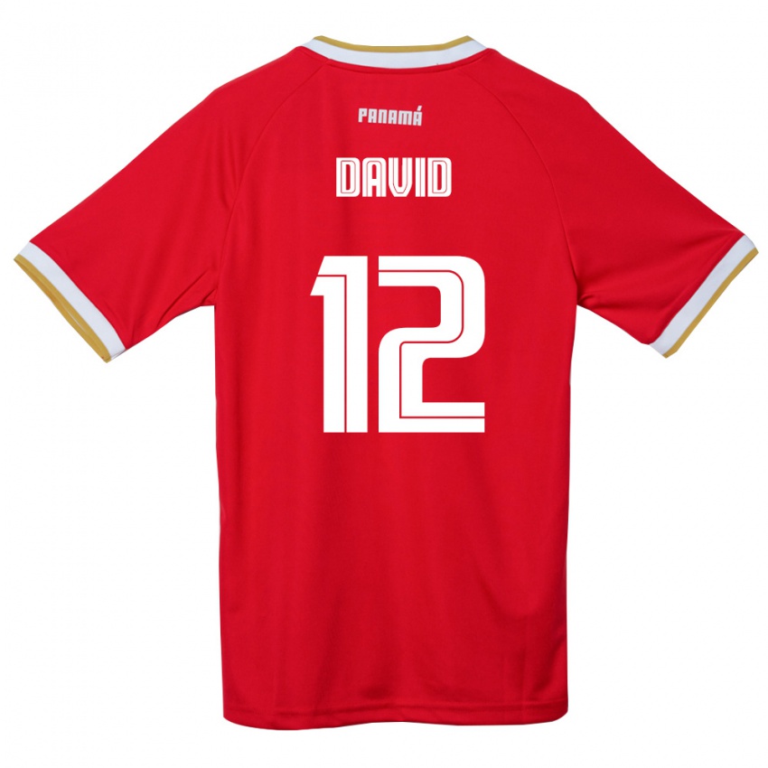 גברים פנמה Said David #12 אדום חום לבן ג'רזי ביתית 26-28 חולצה קצרה