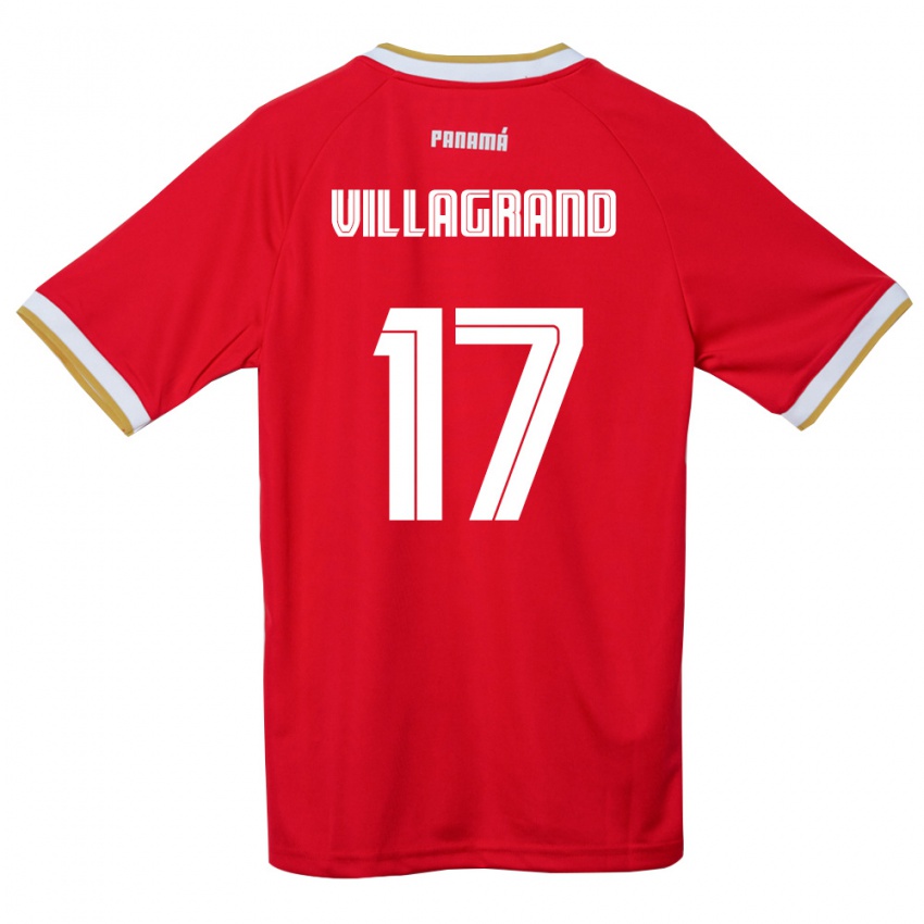גברים פנמה Gabriela Villagrand #17 אדום חום לבן ג'רזי ביתית 26-28 חולצה קצרה