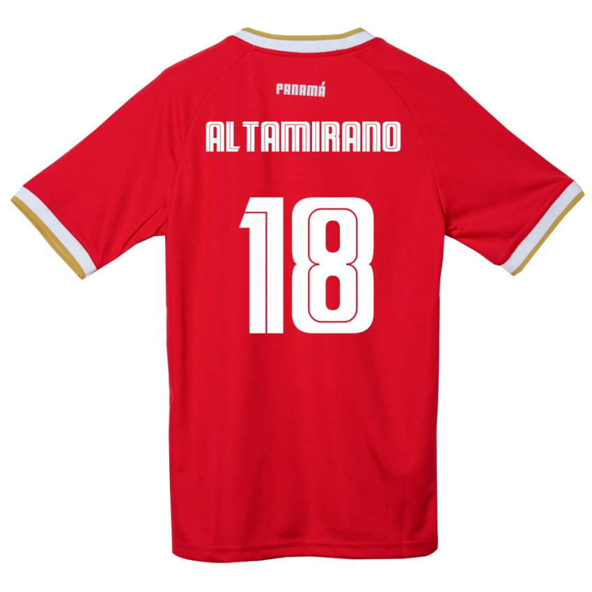 גברים פנמה Abraham Altamirano #18 אדום חום לבן ג'רזי ביתית 26-28 חולצה קצרה
