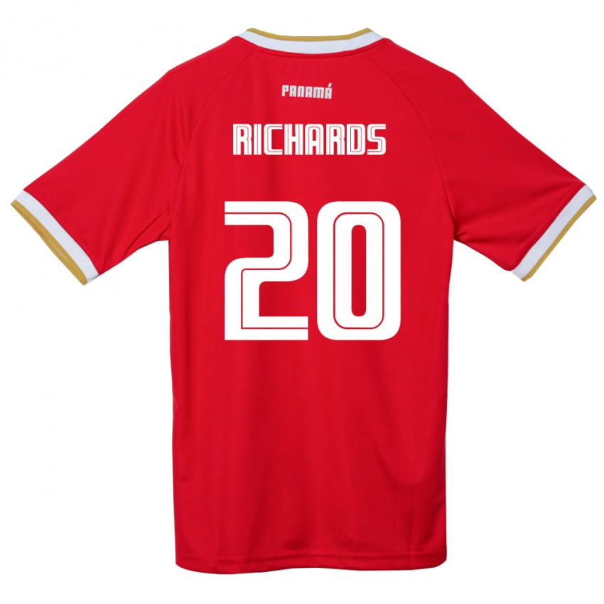 גברים פנמה Moisés Richards #20 אדום חום לבן ג'רזי ביתית 26-28 חולצה קצרה
