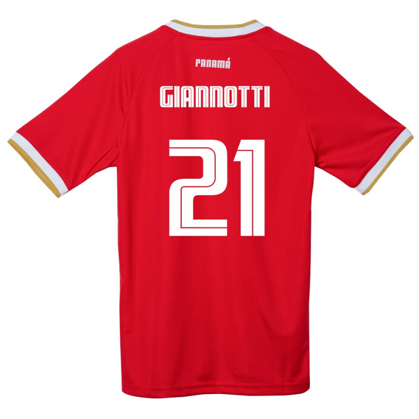 גברים פנמה Daniel Giannotti #21 אדום חום לבן ג'רזי ביתית 26-28 חולצה קצרה