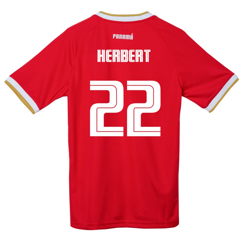 גברים פנמה Antony Herbert #22 אדום חום לבן ג'רזי ביתית 26-28 חולצה קצרה