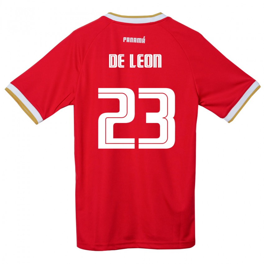 גברים פנמה Yerenis De León #23 אדום חום לבן ג'רזי ביתית 26-28 חולצה קצרה