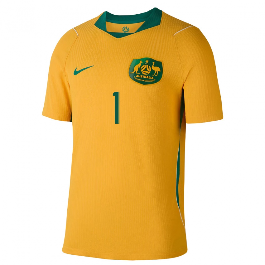 גברים אוֹסטְרַלִיָה תומס גלובר #1 צהוב ירוק ג'רזי ביתית 26-28 חולצה קצרה