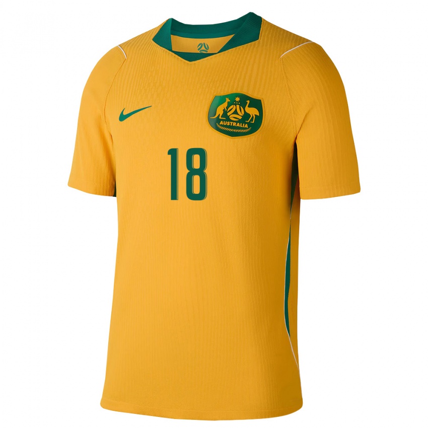 גברים אוֹסטְרַלִיָה אשלי מיינרד-ברואר #18 צהוב ירוק ג'רזי ביתית 26-28 חולצה קצרה