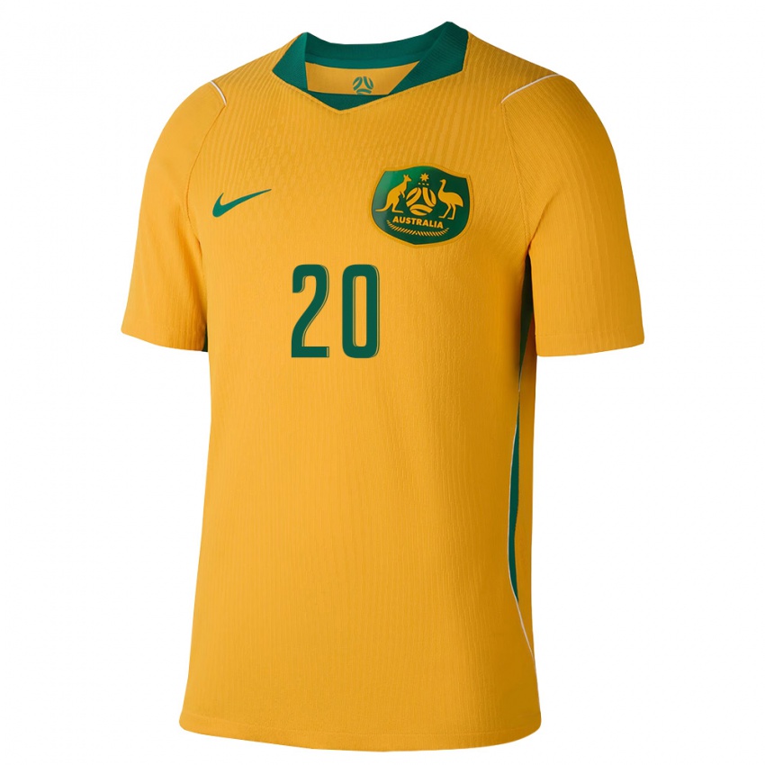 גברים אוֹסטְרַלִיָה סמנתה קר #20 צהוב ירוק ג'רזי ביתית 26-28 חולצה קצרה