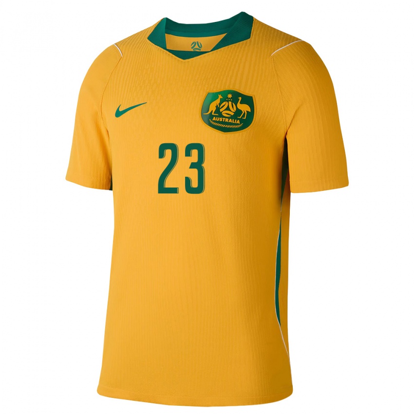 גברים אוֹסטְרַלִיָה ג׳יאני סטנססס #23 צהוב ירוק ג'רזי ביתית 26-28 חולצה קצרה