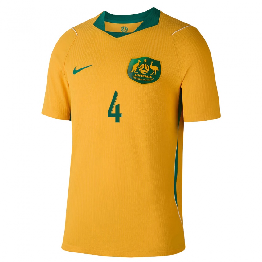 גברים אוֹסטְרַלִיָה אייבי לויק #4 צהוב ירוק ג'רזי ביתית 26-28 חולצה קצרה