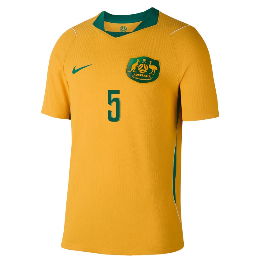 גברים אוֹסטְרַלִיָה קורטני ויין #5 צהוב ירוק ג'רזי ביתית 26-28 חולצה קצרה