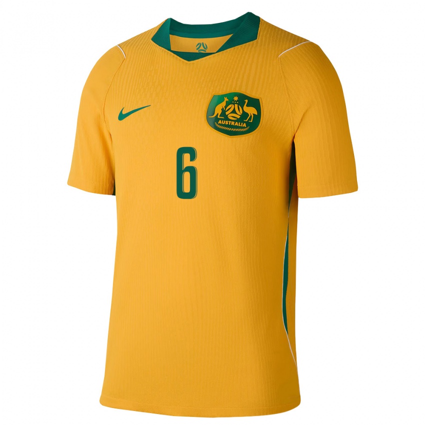 גברים אוֹסטְרַלִיָה מרטין בויל #6 צהוב ירוק ג'רזי ביתית 26-28 חולצה קצרה
