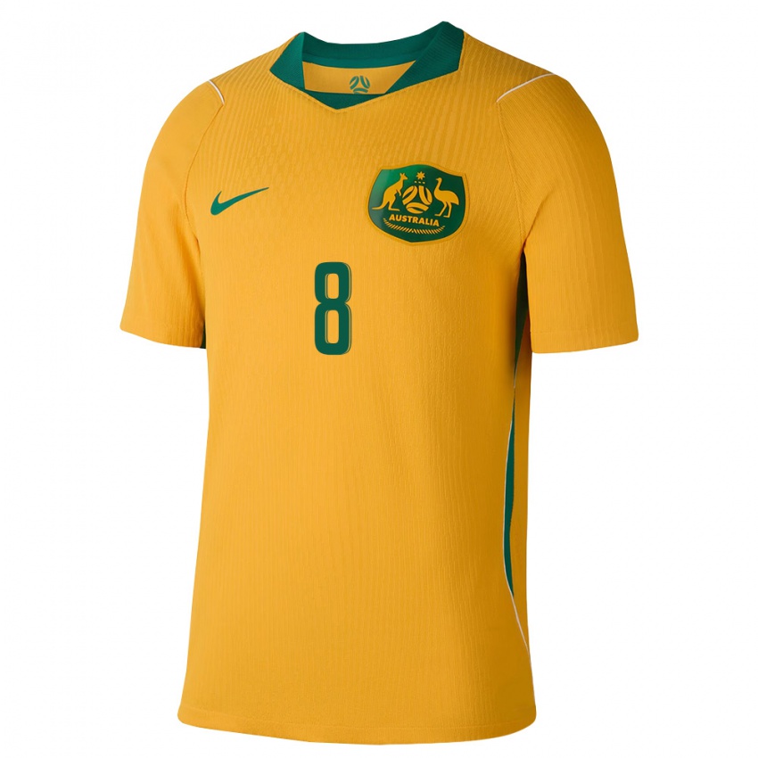גברים אוֹסטְרַלִיָה ג'יימס ג'גו #8 צהוב ירוק ג'רזי ביתית 26-28 חולצה קצרה