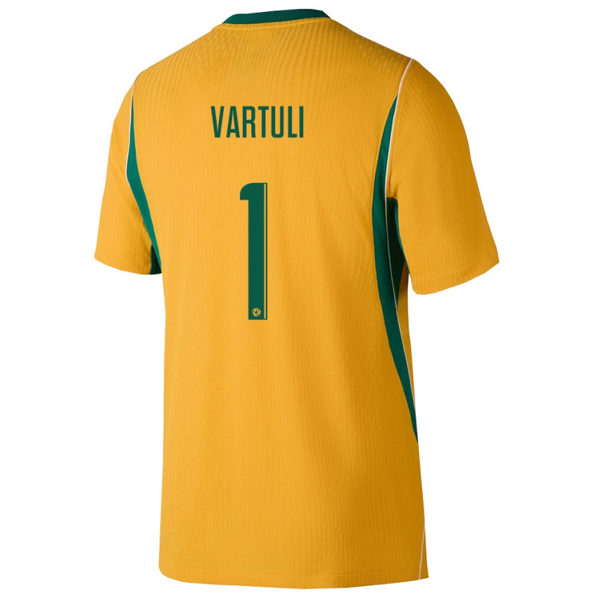 גברים אוֹסטְרַלִיָה מקס ורטולי #1 צהוב ירוק ג'רזי ביתית 26-28 חולצה קצרה