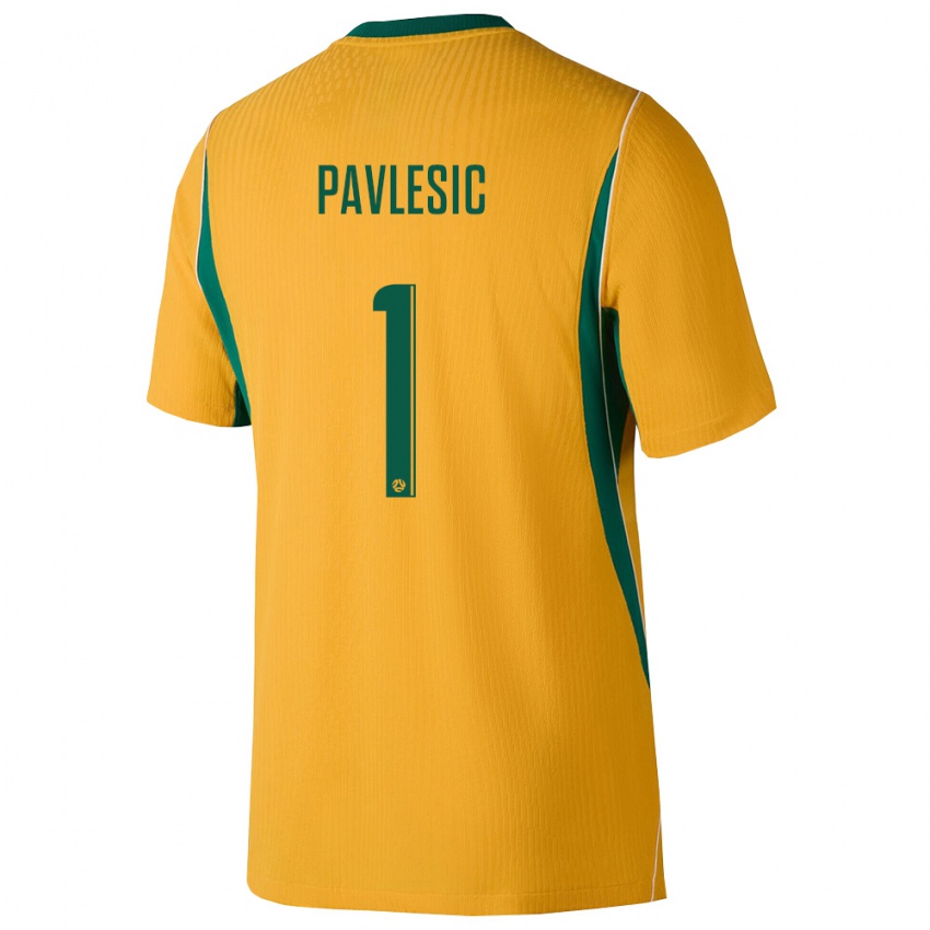 גברים אוֹסטְרַלִיָה אדם פבלסיק #1 צהוב ירוק ג'רזי ביתית 26-28 חולצה קצרה