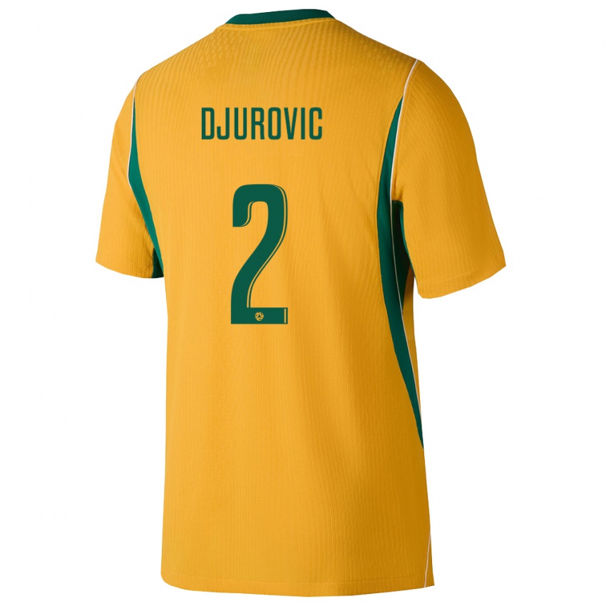 גברים אוֹסטְרַלִיָה Nikola Djurovic #2 צהוב ירוק ג'רזי ביתית 26-28 חולצה קצרה