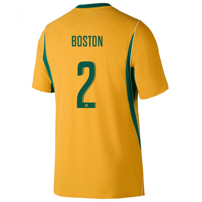 גברים אוֹסטְרַלִיָה Isiah Boston #2 צהוב ירוק ג'רזי ביתית 26-28 חולצה קצרה