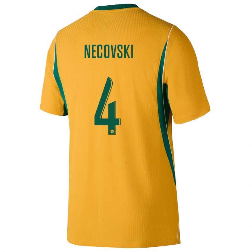 גברים אוֹסטְרַלִיָה Jayden Necovski #4 צהוב ירוק ג'רזי ביתית 26-28 חולצה קצרה