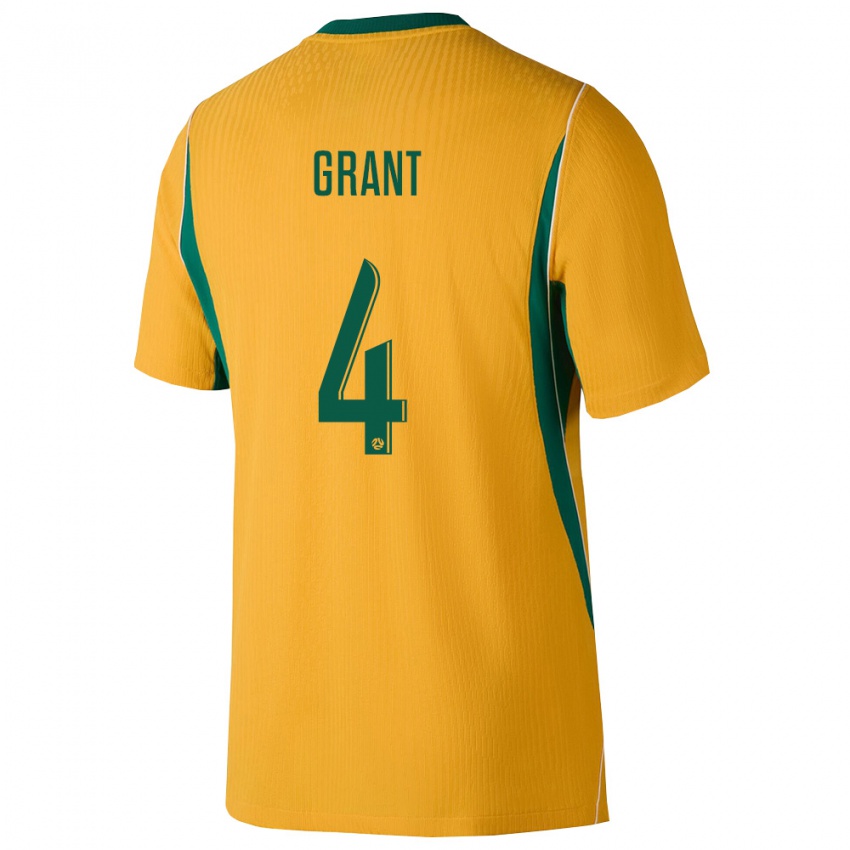 גברים אוֹסטְרַלִיָה ראיין גרנט #4 צהוב ירוק ג'רזי ביתית 26-28 חולצה קצרה