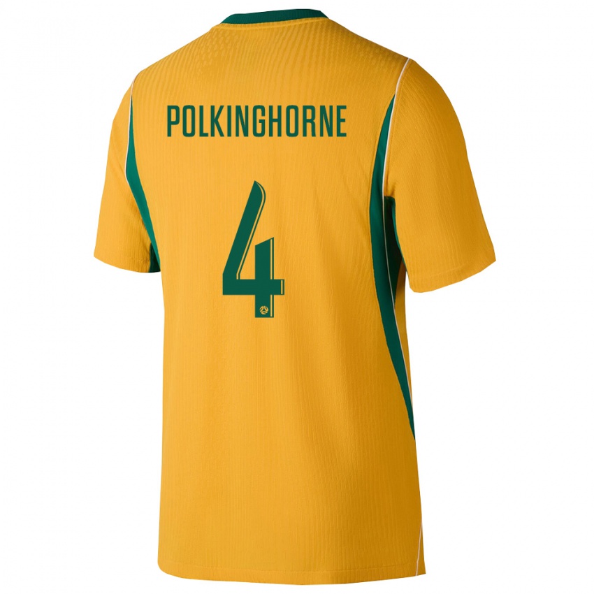 גברים אוֹסטְרַלִיָה קלייר פולקינגהורן #4 צהוב ירוק ג'רזי ביתית 26-28 חולצה קצרה