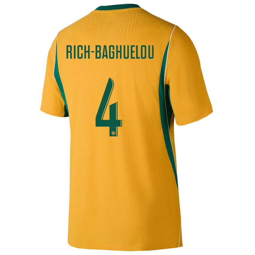 גברים אוֹסטְרַלִיָה ג'יי ריץ'-באגלו #4 צהוב ירוק ג'רזי ביתית 26-28 חולצה קצרה