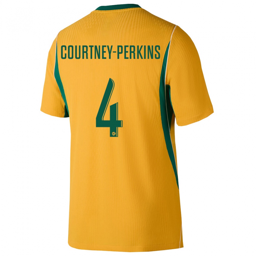 גברים אוֹסטְרַלִיָה ג'ורדן קורטני-פרקינס #4 צהוב ירוק ג'רזי ביתית 26-28 חולצה קצרה