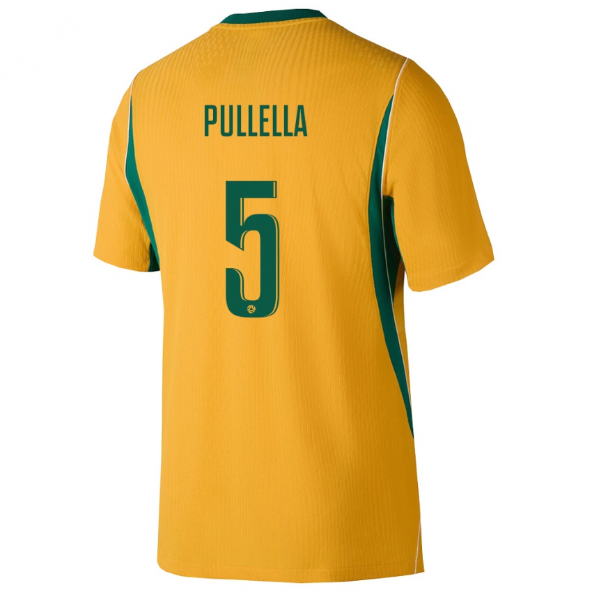 גברים אוֹסטְרַלִיָה Christian Pullella #5 צהוב ירוק ג'רזי ביתית 26-28 חולצה קצרה