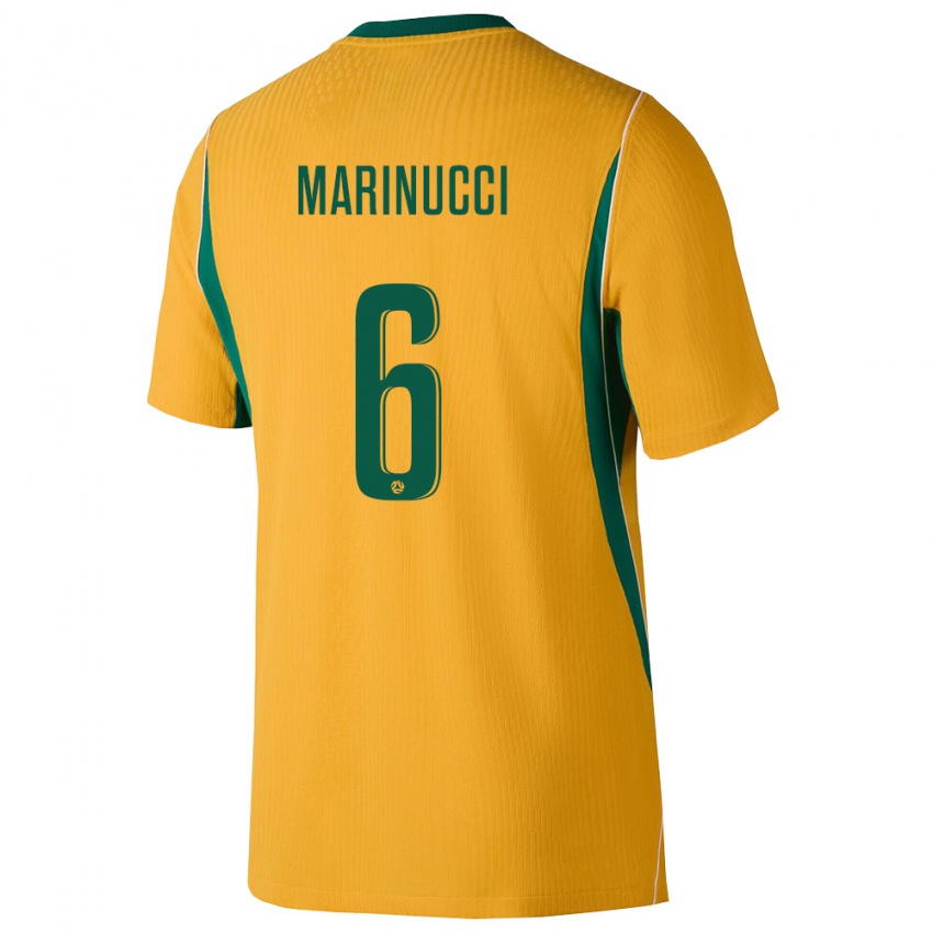 גברים אוֹסטְרַלִיָה Lewis Marinucci #6 צהוב ירוק ג'רזי ביתית 26-28 חולצה קצרה