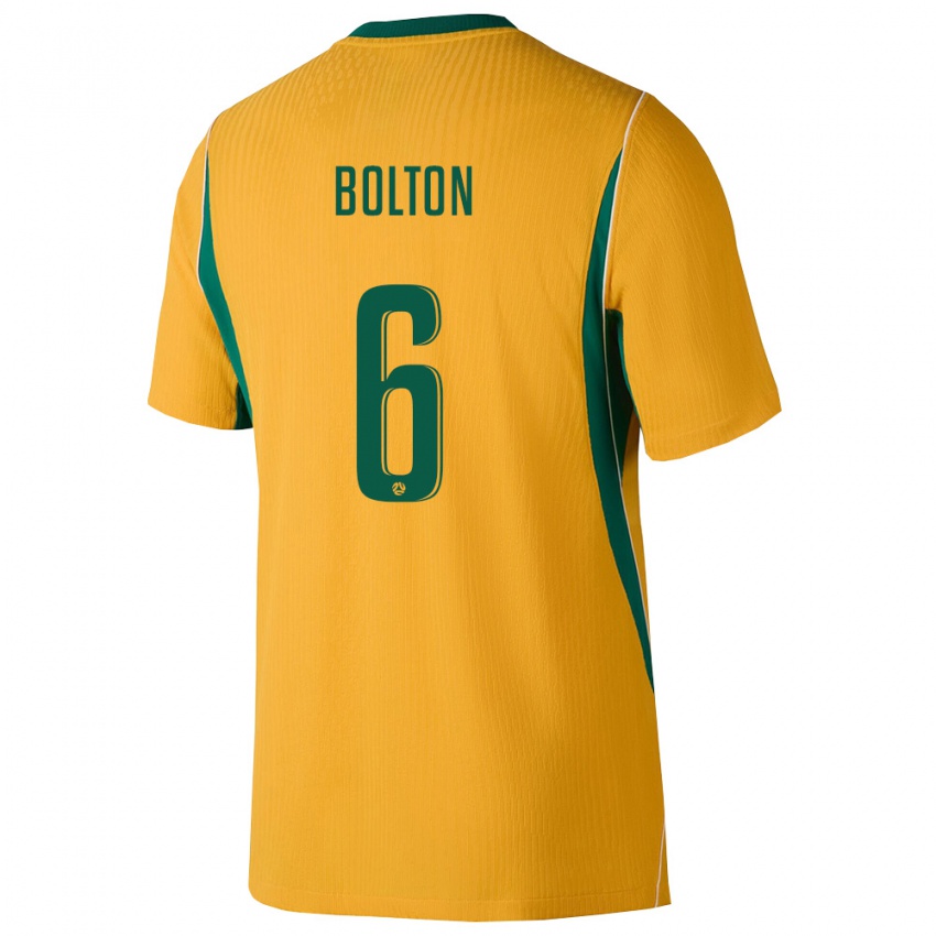 גברים אוֹסטְרַלִיָה Alex Bolton #6 צהוב ירוק ג'רזי ביתית 26-28 חולצה קצרה