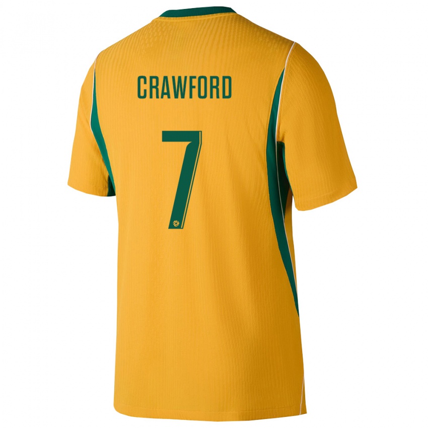 גברים אוֹסטְרַלִיָה Harry Crawford #7 צהוב ירוק ג'רזי ביתית 26-28 חולצה קצרה