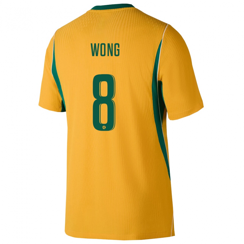 גברים אוֹסטְרַלִיָה Lawrence Wong #8 צהוב ירוק ג'רזי ביתית 26-28 חולצה קצרה