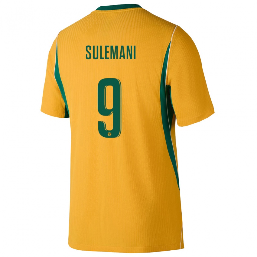 גברים אוֹסטְרַלִיָה Arion Sulemani #9 צהוב ירוק ג'רזי ביתית 26-28 חולצה קצרה